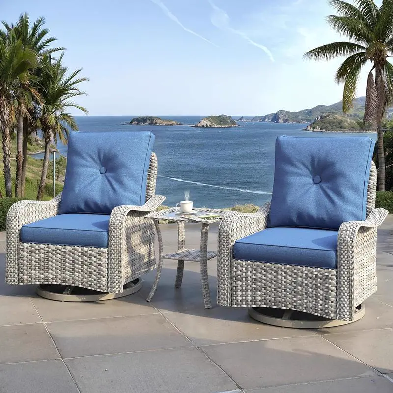 Set de terraza de 3 piezas con sillones giratorios y mesa, imagen 1